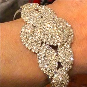 Bling/Bling Silver Tone w Clear Glass Rhinestones.Bracelet.Sold Individually.